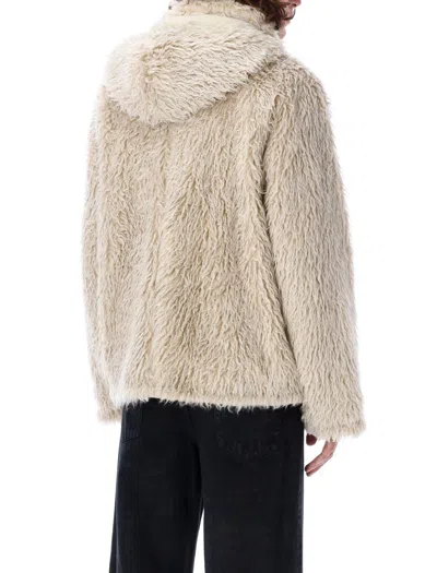 Marni Giacca In Ecopelliccia Con Cappuccio Removibile In White