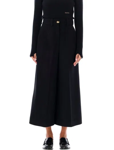 Patou High-waisted Wide Leg Culotte Pants In Size 36 In Black