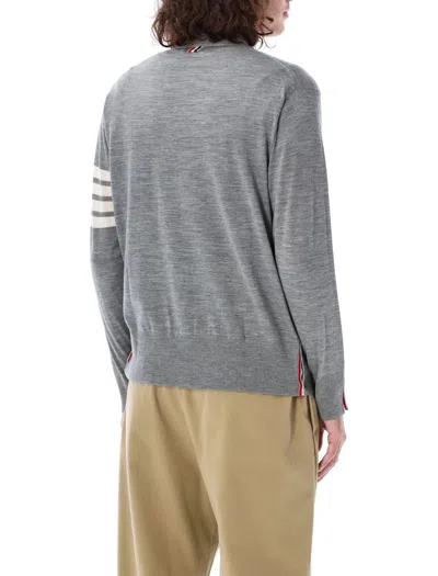 Thom Browne 4-bar Milano Stitch Cardigan In Pale Grey