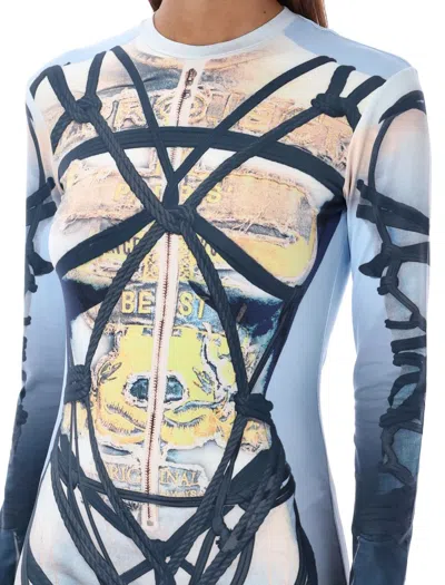 Y/project Jpg Bondage Jersey Long Dress In Blue Black
