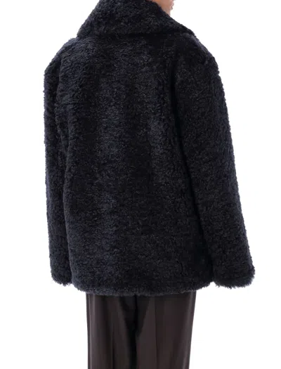 Stella Mccartney Navy Short Faux-shearling Jacket In Navy
