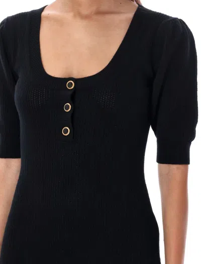 Alessandra Rich Short Dress Feather Trim In Black