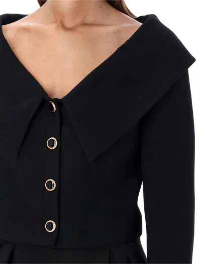 Alessandra Rich Wool Blazer Tailored Gold Buttons In Black