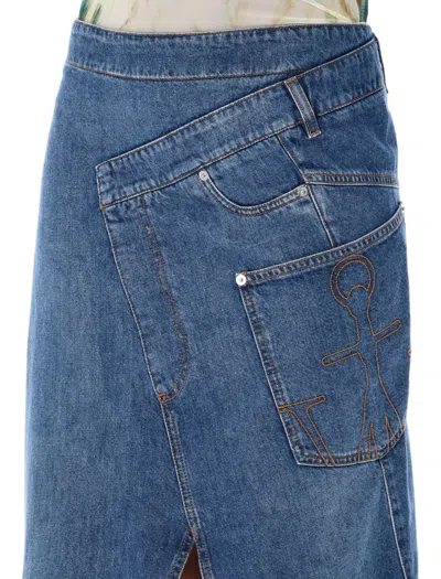 Jw Anderson Jwanchor Twisted Midi Skirt In Blue
