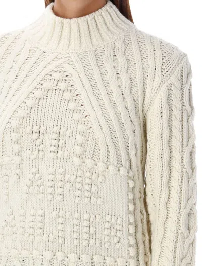 Jean Paul Gaultier Chunky Knit High-neck Sweater In Beige