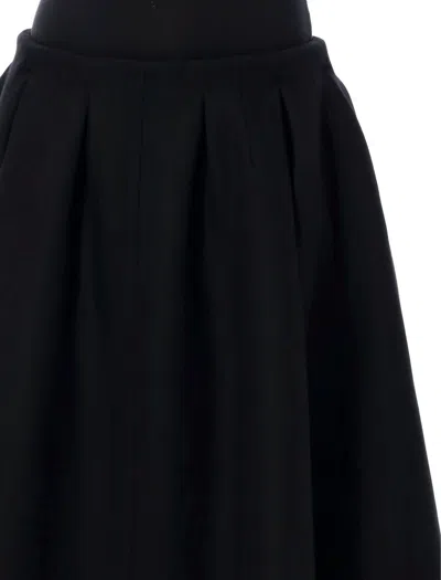 Patou Pleated Stretch-wool Twill Midi Skirt In Black