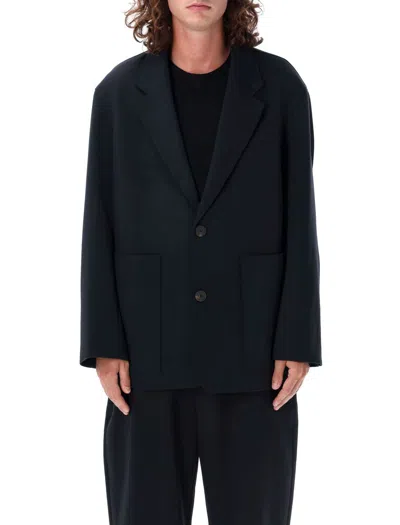 Studio Nicholson Vented Single-breasted Jacket With Front Pockets In Darkest Navy