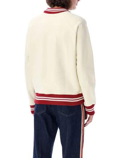 Wales Bonner Embroidered Cotton Polo Sweatshirt In Beige