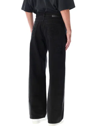 Palm Angels Men's Monogram Loose Denim Pant In Black