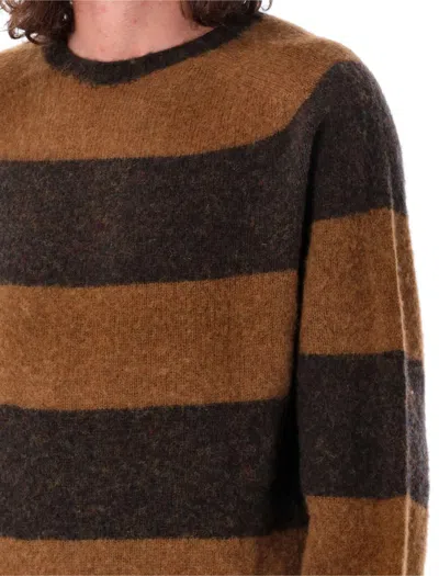 Ymc You Must Create Ymc Stripes Shetland Sweater In Brown Stripe
