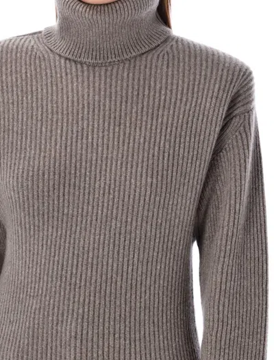 Stella Mccartney Sophisticated High-neck Pullover With Padded Shoulders In Brown