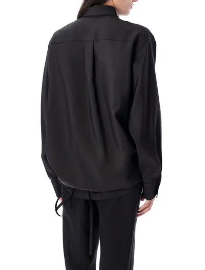 Valentino Black Techno Light Wool Shirt In Black