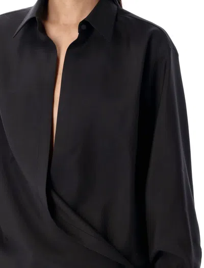 Valentino Black Techno Light Wool Shirt In Black