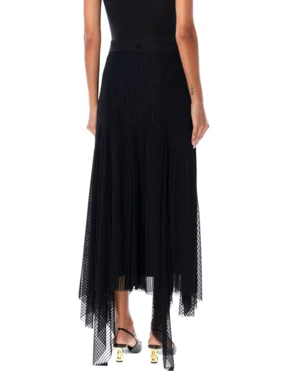Givenchy Asymmetric Polka Dots Skirt In Tulle In Black