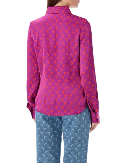 Marine Serre Moon Print Flou Blouse In Purple