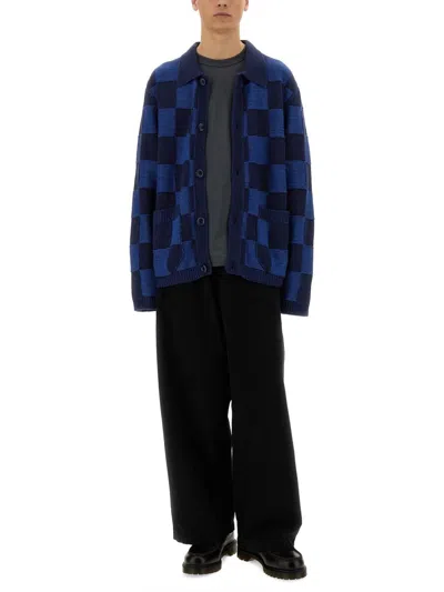 Ymc You Must Create Ymc Mens Baker Checkerboard Cardigan In Blue
