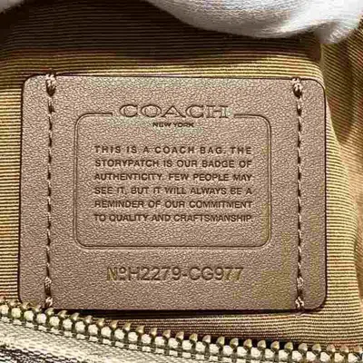 Pre-owned Coach Light Beige White Canvas Leather Tote Bag () In Light Beige, White