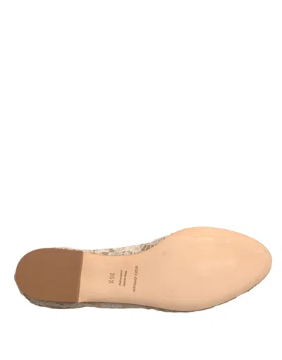 Pre-owned Dolce & Gabbana Beige Crystal Loafer Lace Ballet Flats Women's Shoes ()
