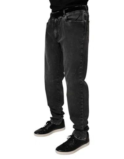 Dolce & Gabbana Black Cotton Stretch Skinny Men Denim Jeans In Black