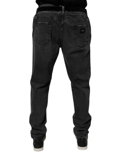 Dolce & Gabbana Black Cotton Stretch Skinny Men Denim Jeans In Black