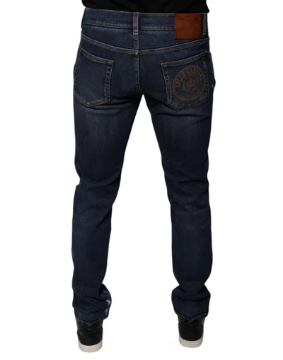 Dolce & Gabbana Blue Wash Cotton Stretch Slim Denim Jeans In Blue
