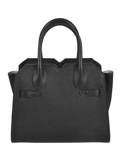 Valextra Structured Calf Leather Shoulder Bag In Black