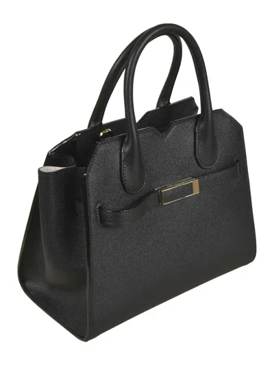 Valextra Structured Calf Leather Shoulder Bag In Black