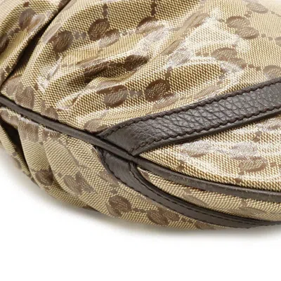 Pre-owned Gucci Beige Dark Brown Coated Canvas Leather Shoulder Bag () In Beige, Dark Brown