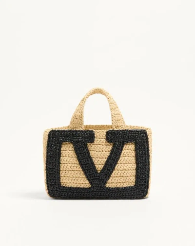 Valentino Garavani Viva Superstar Crochet Small Tote Bag In Neutral