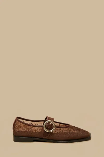 Farm Rio Chicory Coffee Square Toe Ballerina Flats Chicory Coffee