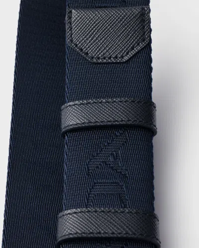 Prada Woven Re-nylon Belt In Navy