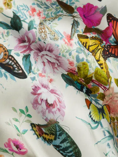 L Agence Akiya Satin Maxi Dress In Vintage White Multi Charonda Butterfly