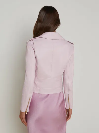 L Agence Biker Leather Jacket In Pale Orchid
