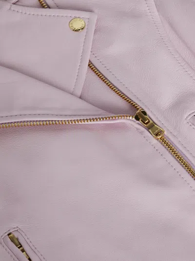 L Agence Biker Leather Jacket In Pale Orchid
