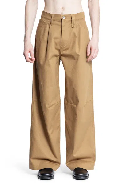 Simone Rocha Wide Leg Puddle Drill Jeans In Brown
