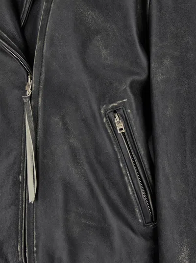 Acne Studios Women Black Biker Jacket In Vintage Looking Leather Woman