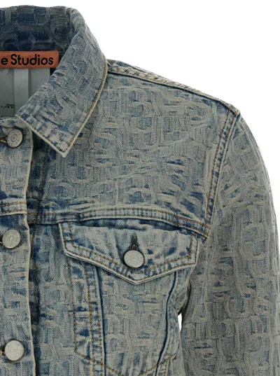 Acne Studios Light Blue Jacket With Jacquard Monogram In Denim Woman In Multicolor