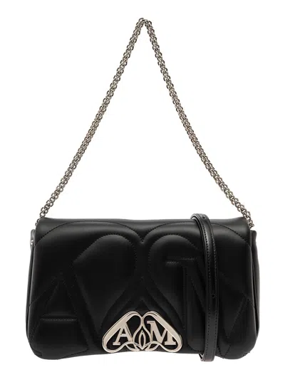 Alexander Mcqueen Women 'the Seal' Black Shoulder Bag With Seal Detail In Matelassé Leather Woman In Black