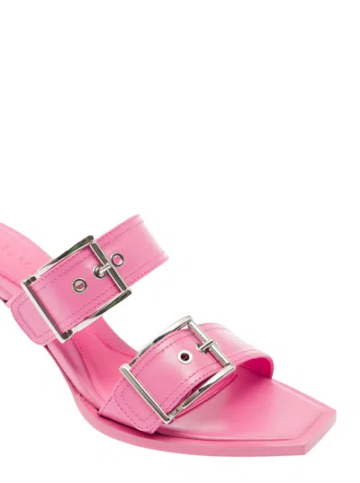 Alexander Mcqueen Double Buckle Punk Mule 90mm In Multicolor