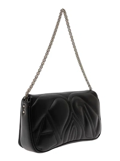 Alexander Mcqueen Women 'the Seal' Black Shoulder Bag With Seal Detail In Matelassé Leather Woman In Black