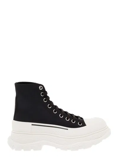 Alexander Mcqueen Black Canvas Tread Slick Sneakers