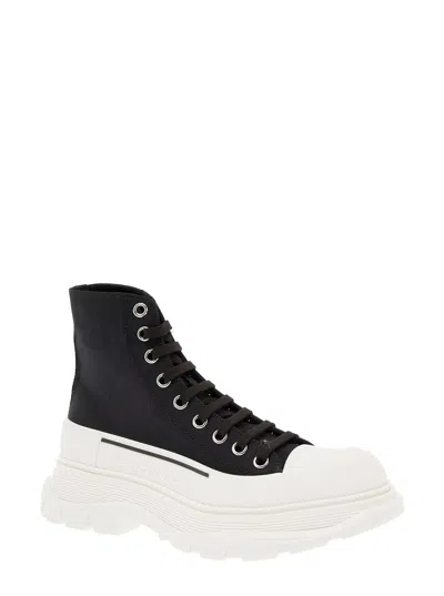 Alexander Mcqueen Black Canvas Tread Slick Sneakers