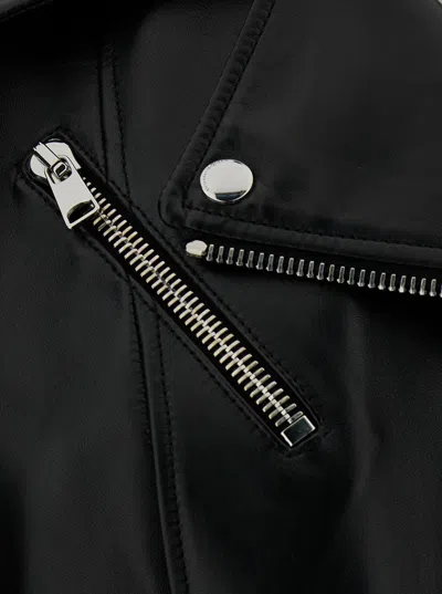 Alexander Mcqueen Cropped Biker Leather Jacket In Black