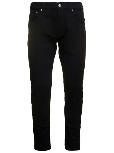 Alexander Mcqueen Washed-black Cotton-blend Skinny-cut Denim Jeans In Black