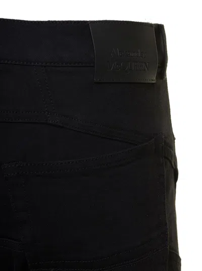 Alexander Mcqueen Washed-black Cotton-blend Skinny-cut Denim Jeans In Black