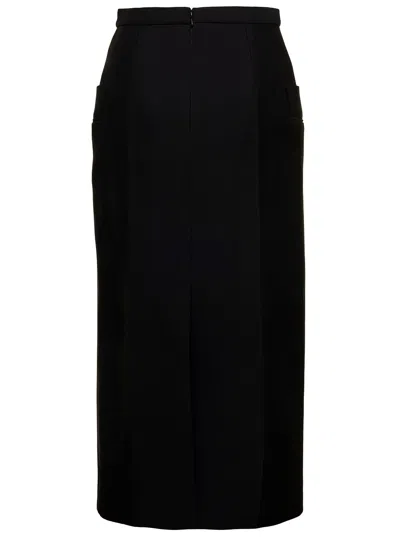 Alexander Mcqueen Black Long Sartorial Skirt With Front Split In Wool Woman In Multicolor