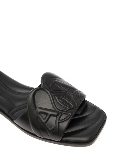Alexander Mcqueen Alexander Mc Queen Seal Leather Flat Sandals In Black