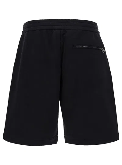 Alexander Mcqueen Alexander Mc Queen Black Bermuda Shorts With Distorted Logo In Black