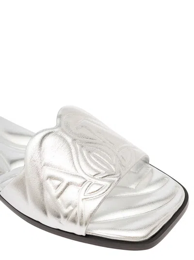Alexander Mcqueen Alexander Mc Queen Seal Leather Sandals In Silver