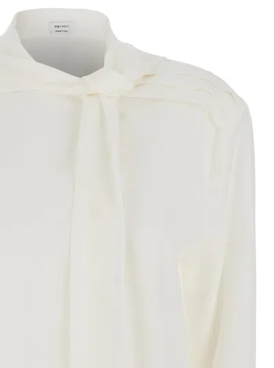 Alexander Mcqueen Soft White Silk Shirts In White
